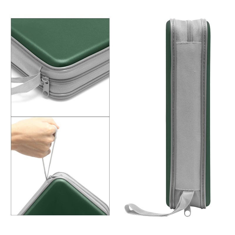 Siveit CD Case, Siveit DVD Case Holder 96 Capacity Hard Plastic CD DVD Disc Cases Storage Binder Wallet for Car Home Office Travel (Dark Green) - Image 3