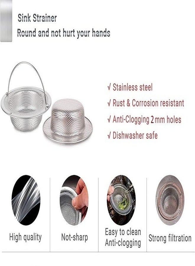 MobFest® High Durability Stainless Steel Sink Strainer with Handle, Kitchen Drain Basin Basket Filter Stopper Food Blockage Drainer Jali, 2mm Perforated Holes, Double Edging Corners, 11 cm, 1 Pcs - Image 3
