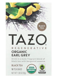 TAZO Regenerative Black Tea Organic Earl Grey 16 Tea Bags 1.38 oz (39 oz) 