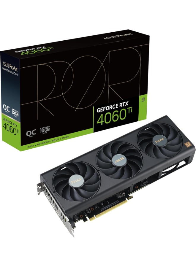 ProArt GeForce RTX™ 4060 Ti 16GB OC Edition GDDR6 Graphics Card (PCIe 4.0, 16GB GDDR6, DLSS 3, HDMI 2.1a, DisplayPort 1.4a)
