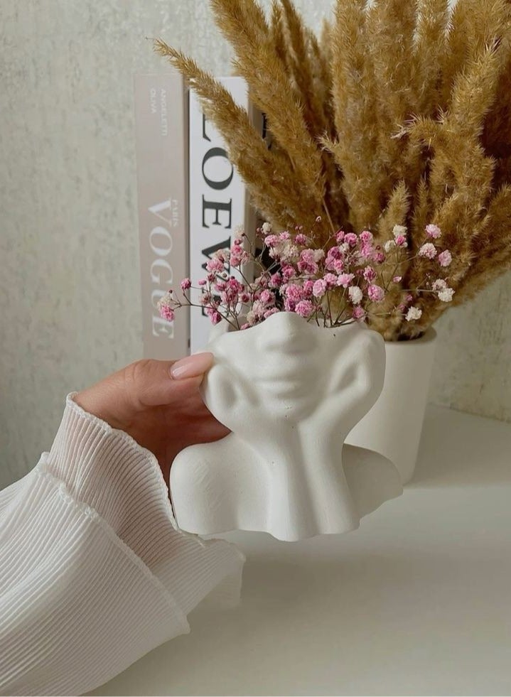 Female Head Shape Vase, Simple Feminist Boho Vase, Modern Scandinavian Style Flower Vase for Home Living Room Office Bookshelf Decor