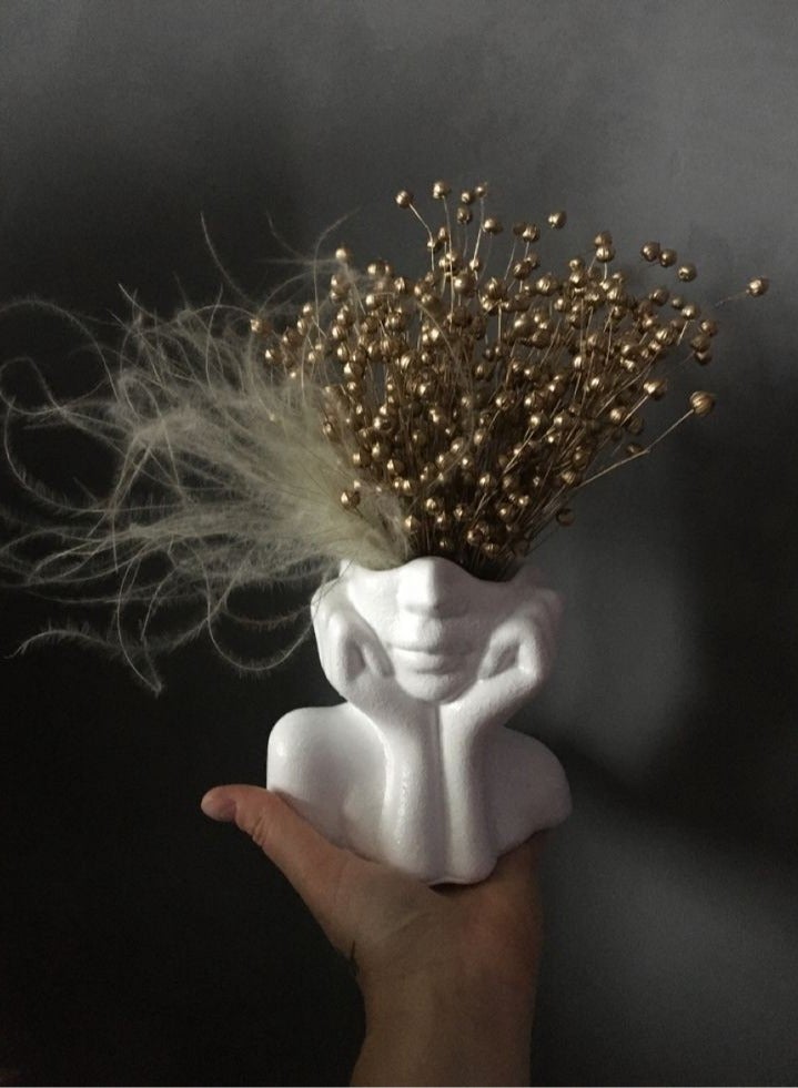 Female Head Shape Vase, Simple Feminist Boho Vase, Modern Scandinavian Style Flower Vase for Home Living Room Office Bookshelf Decor