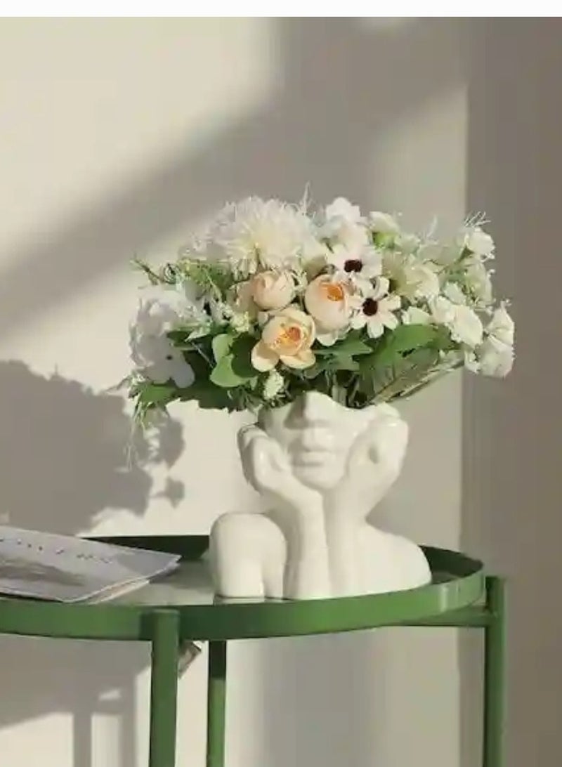 Female Head Shape Vase, Simple Feminist Boho Vase, Modern Scandinavian Style Flower Vase for Home Living Room Office Bookshelf Decor