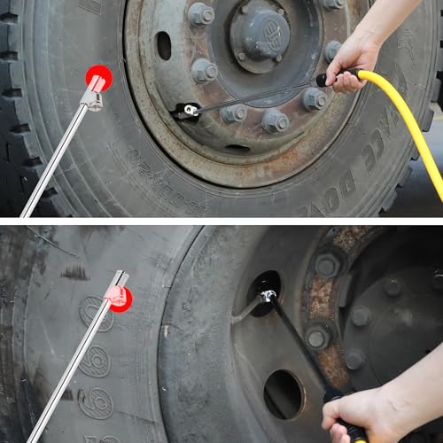 Hromee Semi Truck Glad hand Tire Inflator Kit 3/8 in. x 50 ft. Hose with Universal Glad hand and 13 inch Extended Reach Dual Foot Locking Air Chuck, Air Hose Tire Inflator Kit - Image 2