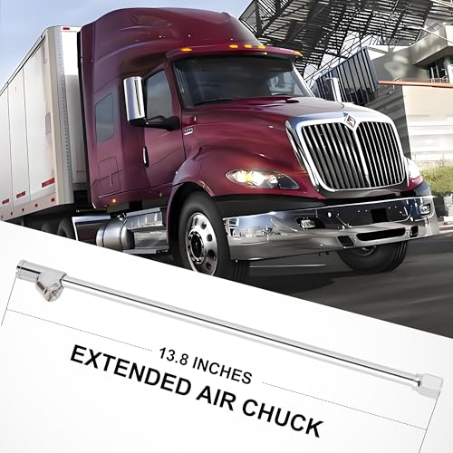Hromee Semi Truck Glad hand Tire Inflator Kit 3/8 in. x 50 ft. Hose with Universal Glad hand and 13 inch Extended Reach Dual Foot Locking Air Chuck, Air Hose Tire Inflator Kit - Image 4
