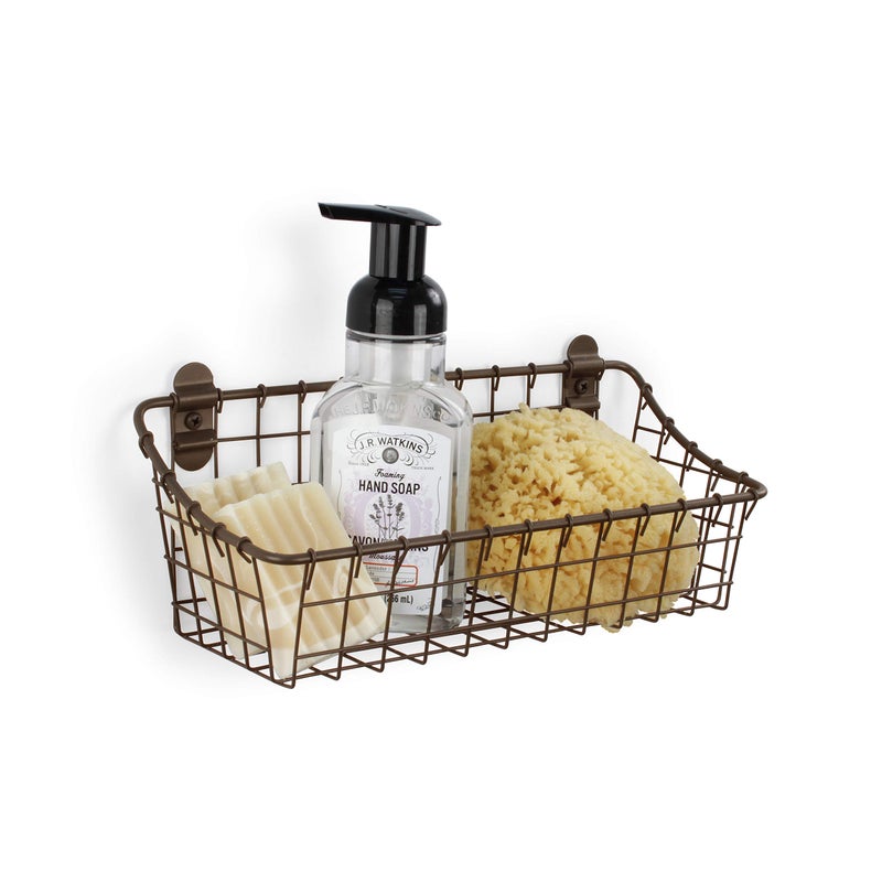 Spectrum Diversified Vintage Cabinet & Wall Mounted, Rustic Farmhouse Wall Décor & Organization, Small Wire Basket, Decorative Storage, Bronze - Image 5