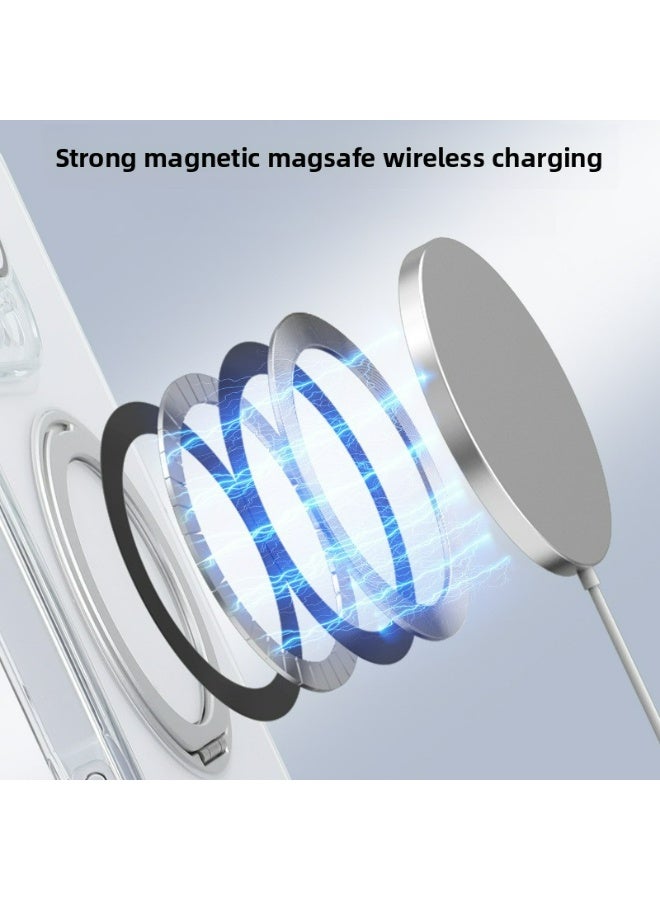حافظة iPhone 15 Pro Max MagSafe المغناطيسية مع مسند قابل للتدوير معدني بزاوية 360 درجة، وحماية من السقوط من الدرجة العسكرية، ومضادة للاصفر، ومضاد للبصمة، وحافظة تصميم لوحة خلفية متجمدة ل Apple iPhone 15 Pro Max - Image 2