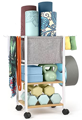 VINAEMO Weight Rack Dumbbell Rack Garage Storage Organization Garage Shelving Yoga Mat Storage Rack Home Gym Equipment Workout Equipment Storage Organizer Yoga Mat Holder Gym Essentials Women Men Fitness - Image 1