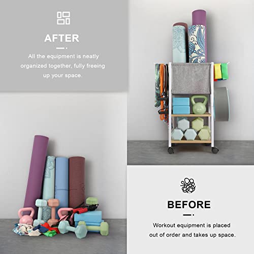 VINAEMO Weight Rack Dumbbell Rack Garage Storage Organization Garage Shelving Yoga Mat Storage Rack Home Gym Equipment Workout Equipment Storage Organizer Yoga Mat Holder Gym Essentials Women Men Fitness - Image 3