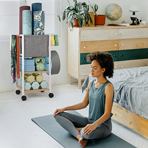 VINAEMO Weight Rack Dumbbell Rack Garage Storage Organization Garage Shelving Yoga Mat Storage Rack Home Gym Equipment Workout Equipment Storage Organizer Yoga Mat Holder Gym Essentials Women Men Fitness - Image 5