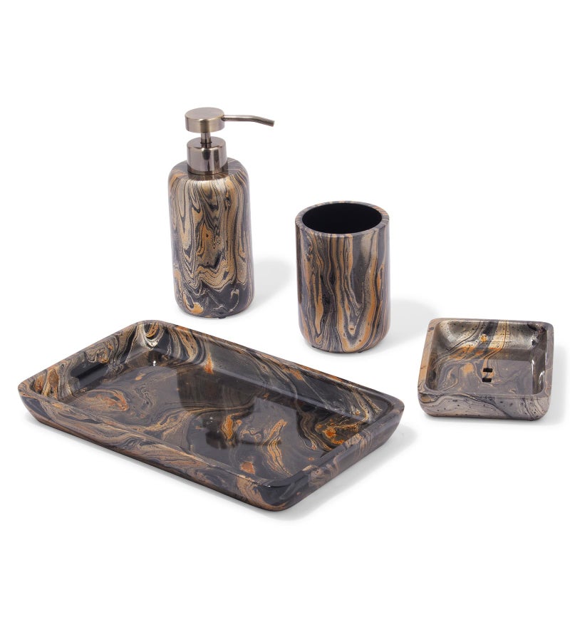 OBSESSIONS Set of 4 Pc Polyresin Bathroom Set, Multi - Image 2