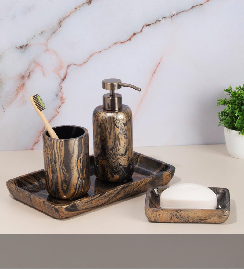 OBSESSIONS Set of 4 Pc Polyresin Bathroom Set, Multi - Image 1