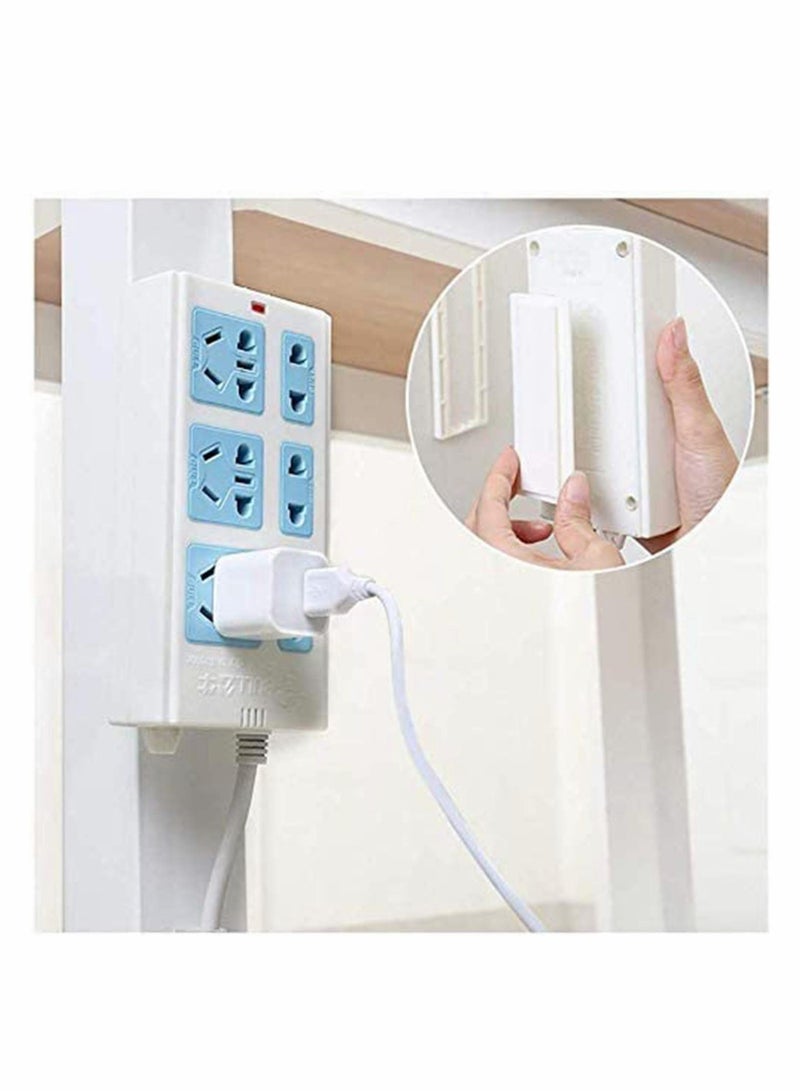Power Strip Holder, 2 Pack Self Adhesive Punch-Free Plug-in Wall Socket Sticker Fixer Reusable Adapter Fixer Stand Shelf Traceless Cable Management Patch Panel Socket Organizer (Whtie)  - Image 3
