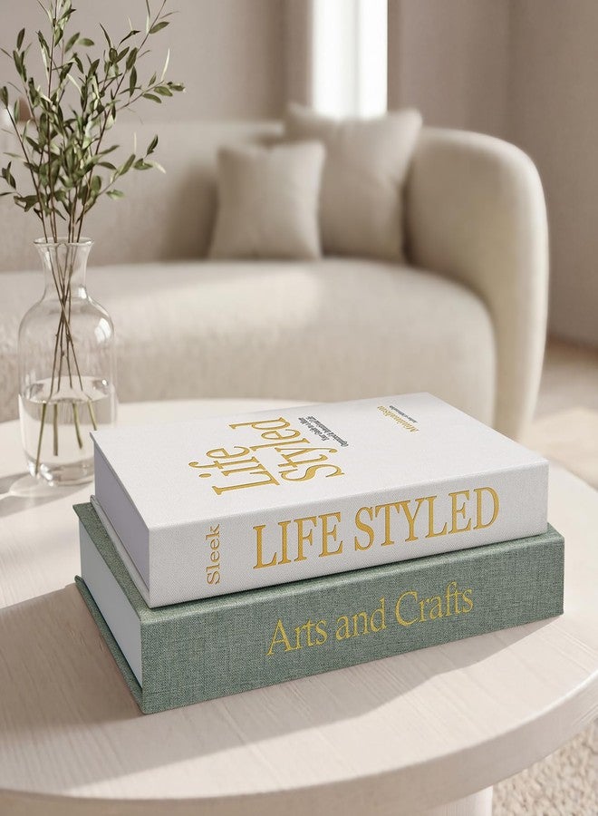 Befumly Realistic Decorative Book Boxes with Hidden Storage, Set of 2 Linen Faux Books, Sturdy and Neutral Home Decor for Coffee Table, Bookshelf, Entryway and Office - Image 1