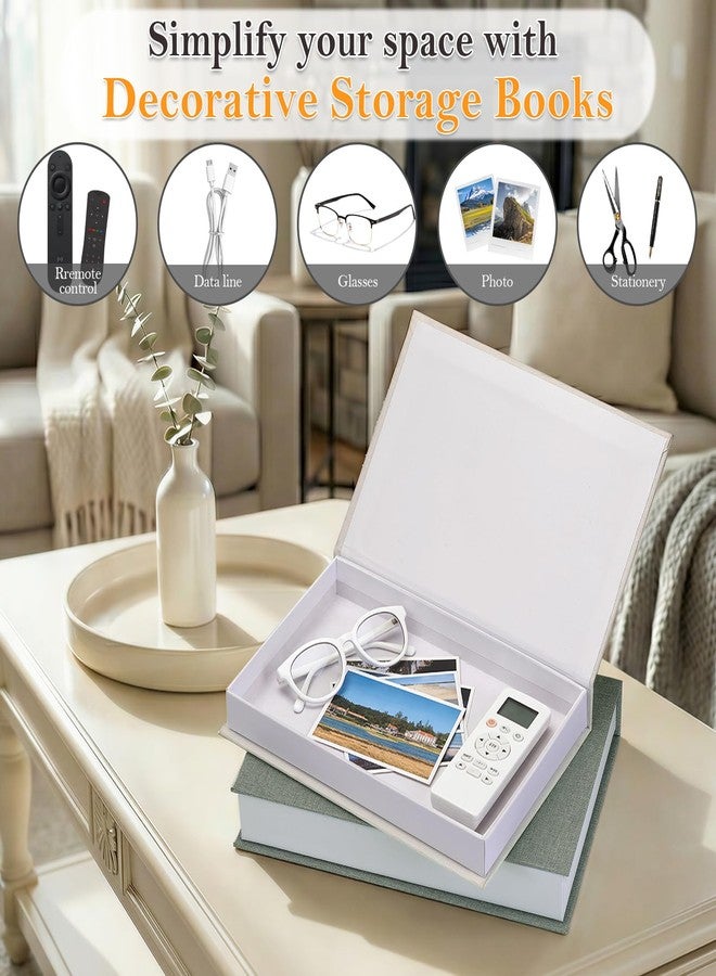 Befumly Realistic Decorative Book Boxes with Hidden Storage, Set of 2 Linen Faux Books, Sturdy and Neutral Home Decor for Coffee Table, Bookshelf, Entryway and Office - Image 4