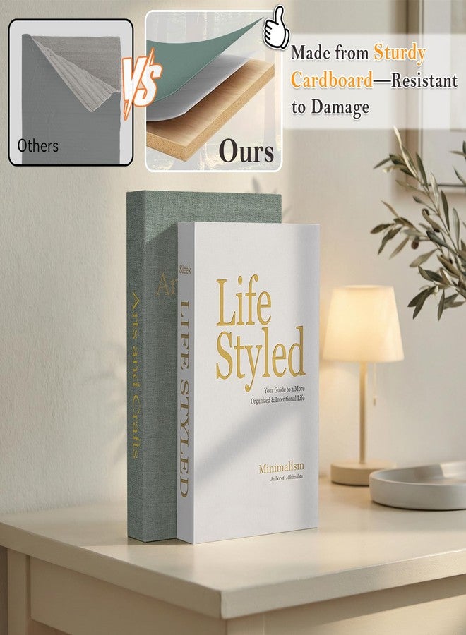 Befumly Realistic Decorative Book Boxes with Hidden Storage, Set of 2 Linen Faux Books, Sturdy and Neutral Home Decor for Coffee Table, Bookshelf, Entryway and Office - Image 5