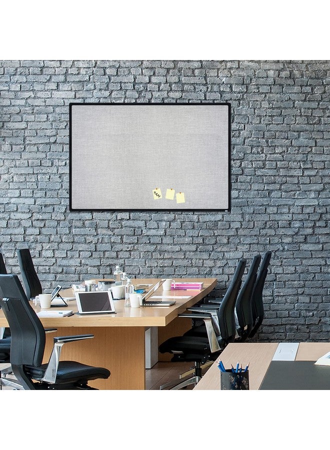 JILoffice Cork Linen Bulletin Board 36 X 24 Inch (Grey), Black Aluminum Frame Wall Mounted Board Memo Pin Board for Office Home and School - Image 5