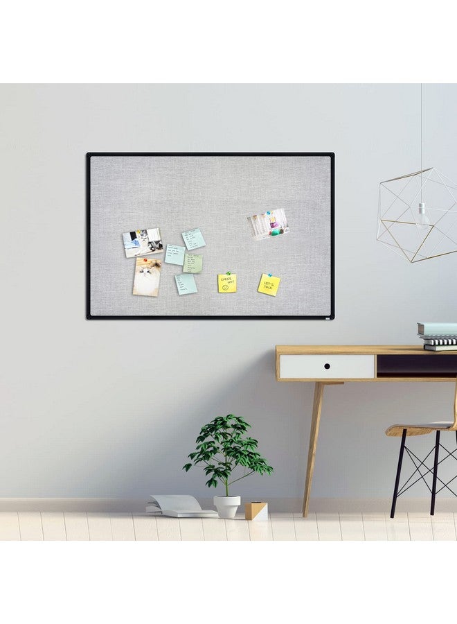 JILoffice Cork Linen Bulletin Board 36 X 24 Inch (Grey), Black Aluminum Frame Wall Mounted Board Memo Pin Board for Office Home and School - Image 4