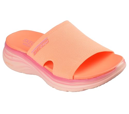 Skechers Women's VAPOR FOAM - COASTAL SUNSET, Colorful Ombre Knit Recovery Slide, Orange/Multi, 9M - Image 3