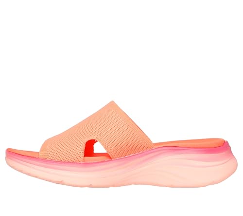 Skechers Women's VAPOR FOAM - COASTAL SUNSET, Colorful Ombre Knit Recovery Slide, Orange/Multi, 9M - Image 2