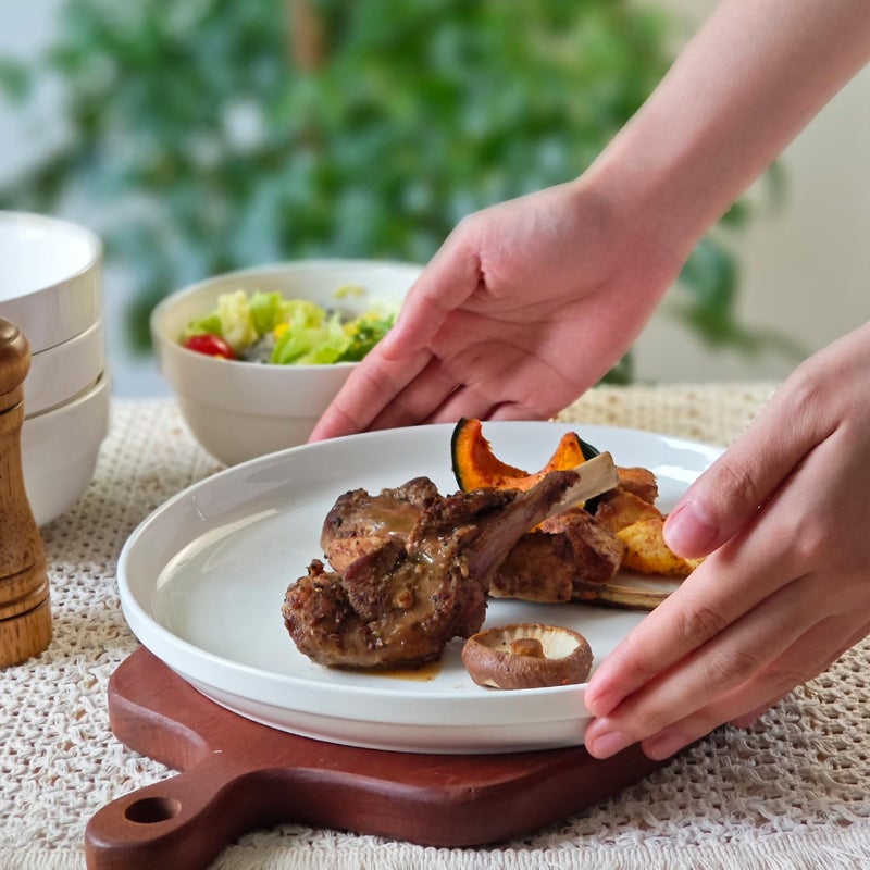 HAPPY KIT 12 Pieces Porcelain Dinnerware Set, Serving Plates and Bowls Set for 4, Chip and Scratch Resistant White Kitchen Dishware Sets, Thick-edge Non-slip Design - Image 3