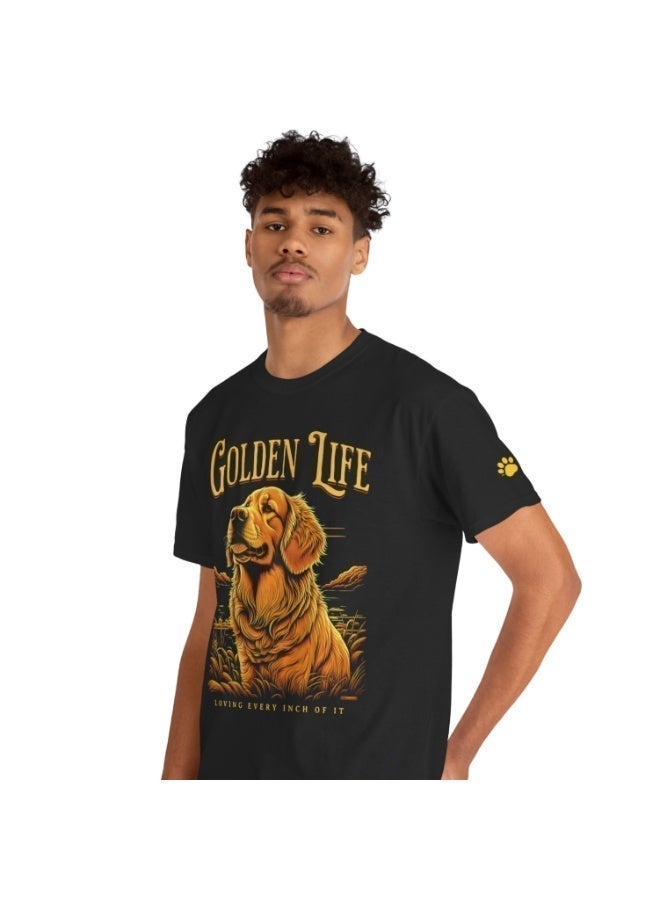 The Pet Movement Cotton Shirt | Relaxed Fit | Crew Neck | Heavy Duty Fabric | Soft, Breathable Fabric, Everyday, all season, Trendy| Black T-shirt | Pet Lover, Golden Life Dog Shirt - Image 5