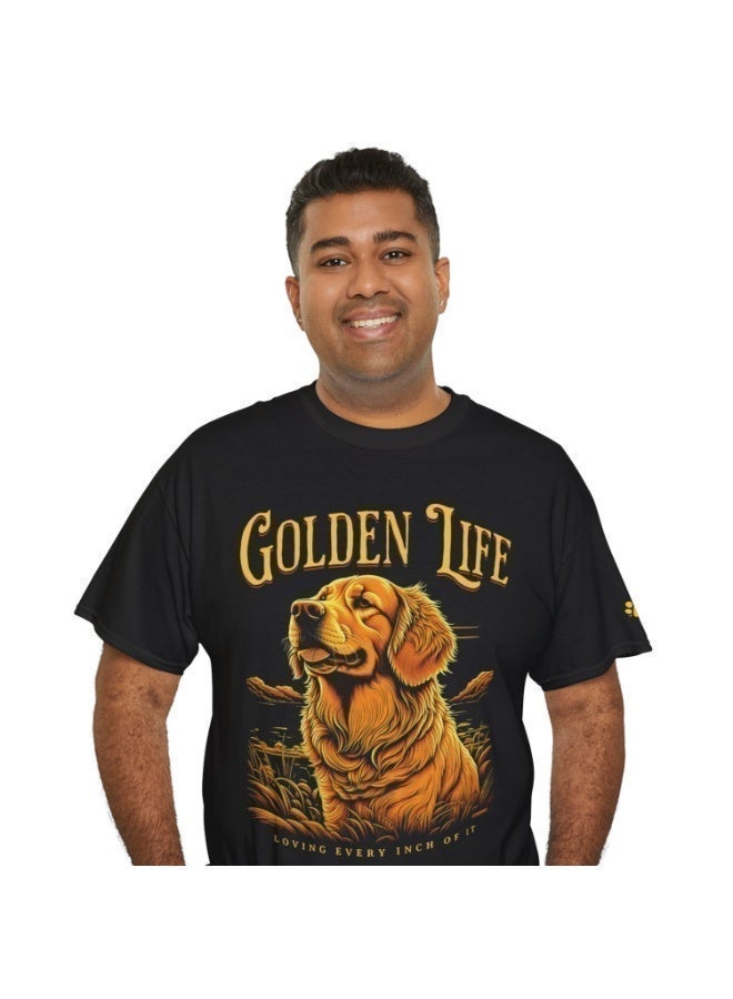 The Pet Movement Cotton Shirt | Relaxed Fit | Crew Neck | Heavy Duty Fabric | Soft, Breathable Fabric, Everyday, all season, Trendy| Black T-shirt | Pet Lover, Golden Life Dog Shirt - Image 4