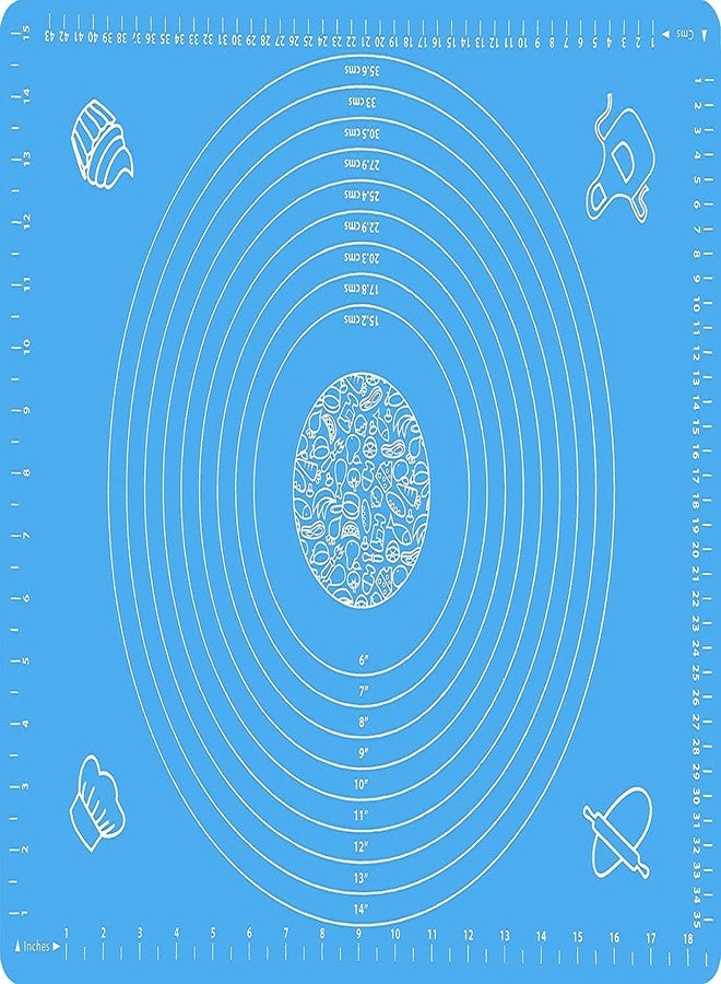 Roktry Silicon Stretchable Roti Mat Chapati Atta Kneading Mat Non - Stick Fondant Rolling Mat Non Slip Blue Table Sheet Baking Supplies for Bake Pizza Cake (Pack of 1) - Image 1