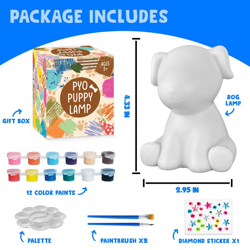 Goody King Paint Your Own Dog Lamp Kit, DIY Night Light, Crafts for Teens Girls Boys, Arts & Crafts Kit, Painting Kit for Kids, Room Decoration, Christmas Birthday Gift for Kids Ages 3 4 5 6 7 8+ - Image 2