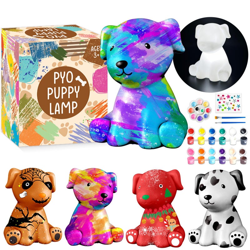 Goody King Paint Your Own Dog Lamp Kit, DIY Night Light, Crafts for Teens Girls Boys, Arts & Crafts Kit, Painting Kit for Kids, Room Decoration, Christmas Birthday Gift for Kids Ages 3 4 5 6 7 8+ - Image 1
