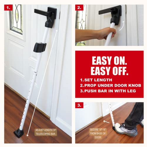 SECURITYMAN 2-in-1 Door Security Bar with Alarm & Sliding Door Stopper Security Bar with 120db Loud Siren - Rugged Iron Rated for 400lbs, (Protects Against Scratches) New Model for Wider Compatibility - Image 5