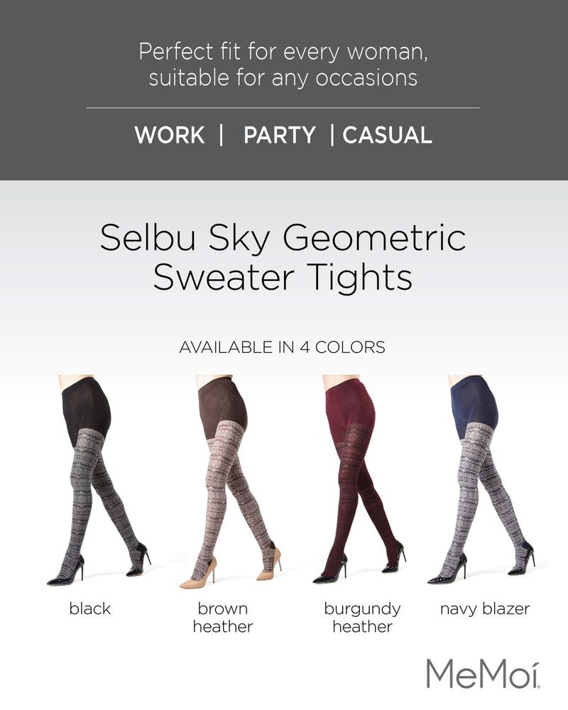 MeMoi Selbu Sky Geometric Sweater Tights Navy Blazer Small/Medium - Image 2