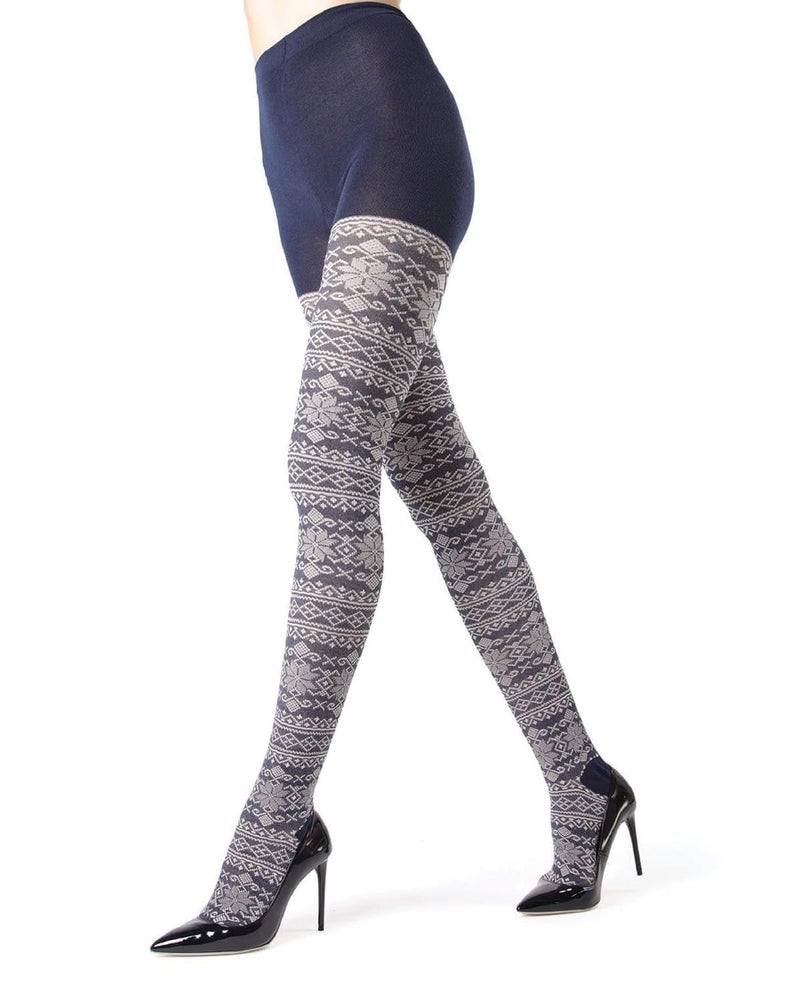 MeMoi Selbu Sky Geometric Sweater Tights Navy Blazer Small/Medium - Image 1