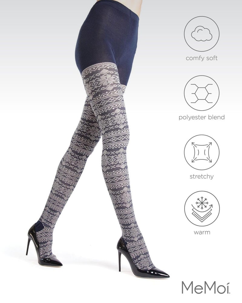 MeMoi Selbu Sky Geometric Sweater Tights Navy Blazer Small/Medium - Image 5