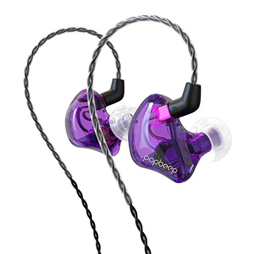 BASN in-Ear Monitor Headphones Dual Dynamic Drivers IEM Earphones Detachable MMCX Cable Musicians Earbuds Headphones (BC100 Purple, with no Mic) - Image 1