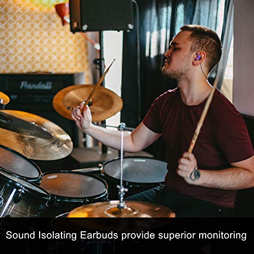 BASN in-Ear Monitor Headphones Dual Dynamic Drivers IEM Earphones Detachable MMCX Cable Musicians Earbuds Headphones (BC100 Purple, with no Mic) - Image 3