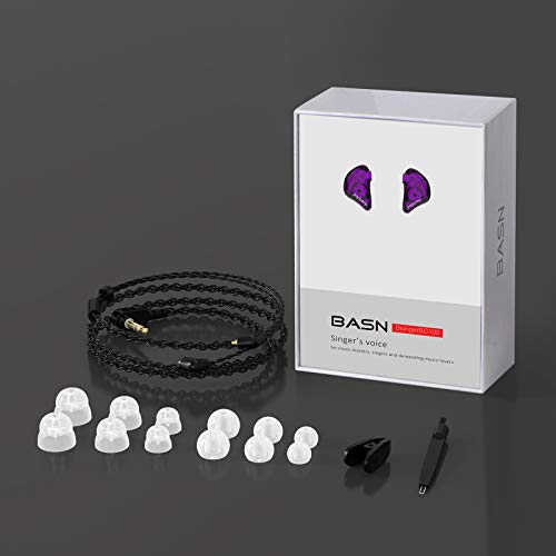BASN in-Ear Monitor Headphones Dual Dynamic Drivers IEM Earphones Detachable MMCX Cable Musicians Earbuds Headphones (BC100 Purple, with no Mic) - Image 5