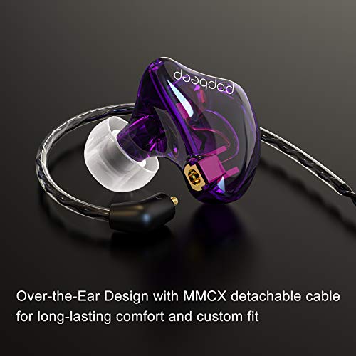 BASN in-Ear Monitor Headphones Dual Dynamic Drivers IEM Earphones Detachable MMCX Cable Musicians Earbuds Headphones (BC100 Purple, with no Mic) - Image 4