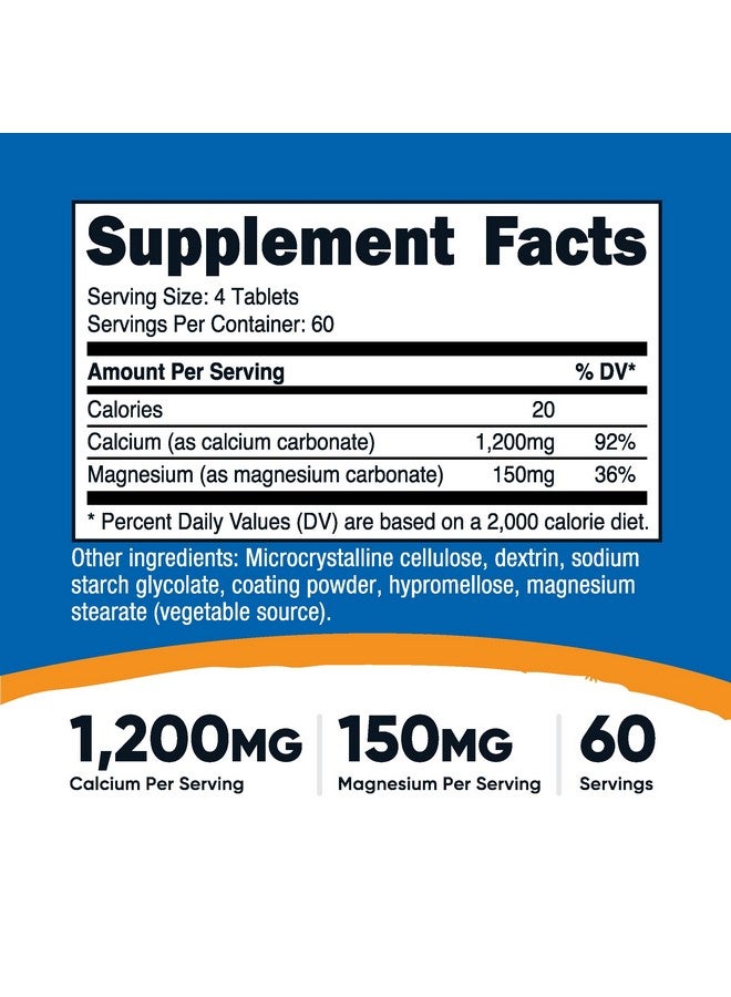 Nutricost Calcium & Magnesium Carbonate 240 Tablets, 1200mg of Ca & 150mg of Mg per Serving, 60 Servings- Gluten Free, Non-GMO - Image 2