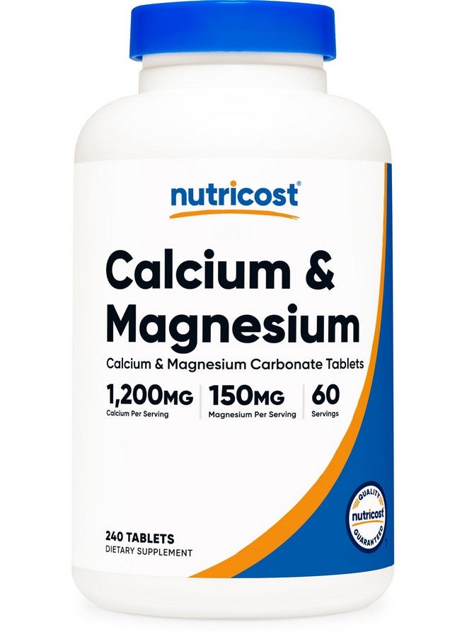 Nutricost Calcium & Magnesium Carbonate 240 Tablets, 1200mg of Ca & 150mg of Mg per Serving, 60 Servings- Gluten Free, Non-GMO - Image 1