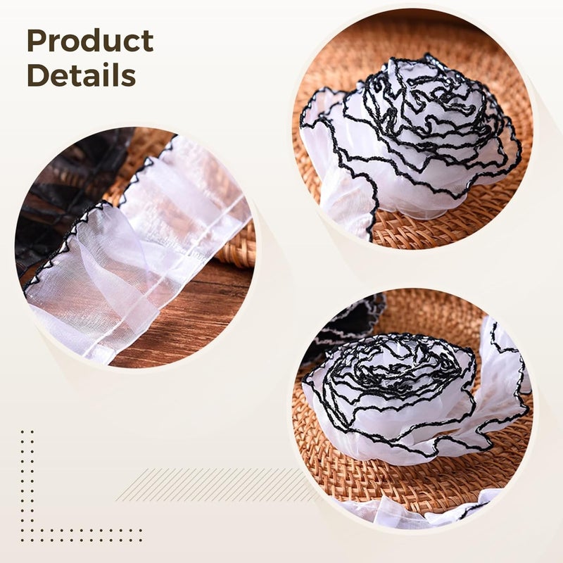 Versatile Fabric for Decor, 1.6 X 4.9 Yards Sewing Trim, DIY Flexible Fabric for Sewing and Crafts, Ruffled Pleated Lace Fabric - Image 2