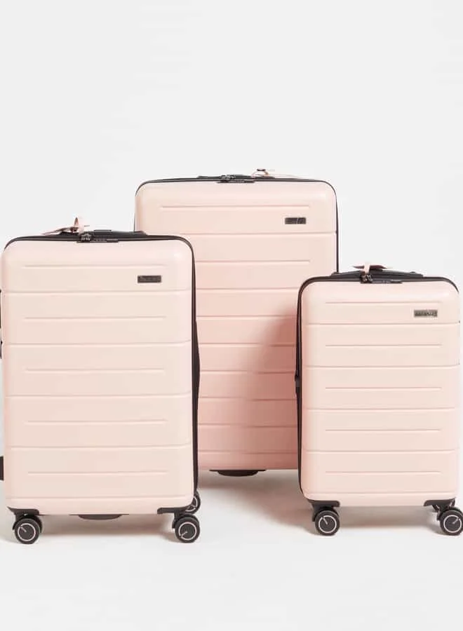 وايف Women Textured Hardcase Luggage Trolley Bag with Retractable Handle