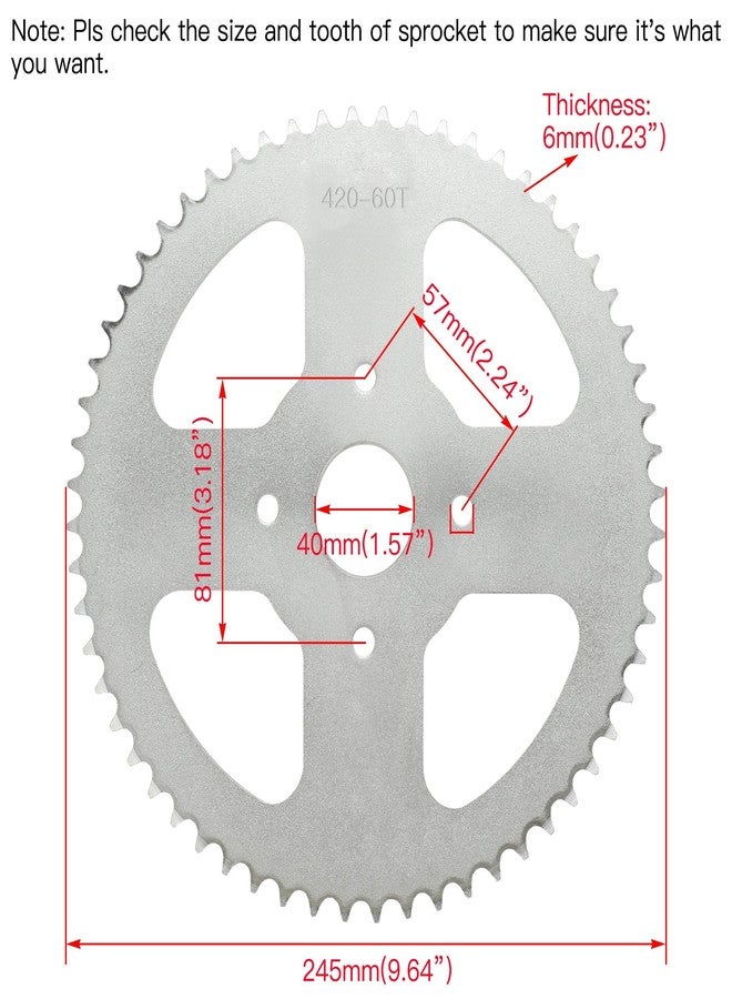 YOXUFA #40 41 420 Chain 60T Sprocket + 420 Chain 90 Links for Coleman CT200U BT200X CT200U-EX Baja Warrior Massimo Trailmaster MB165 MB200 Predator 212cc 196cc 200cc 6.5hp Powersports Mini Bike Parts - Image 5