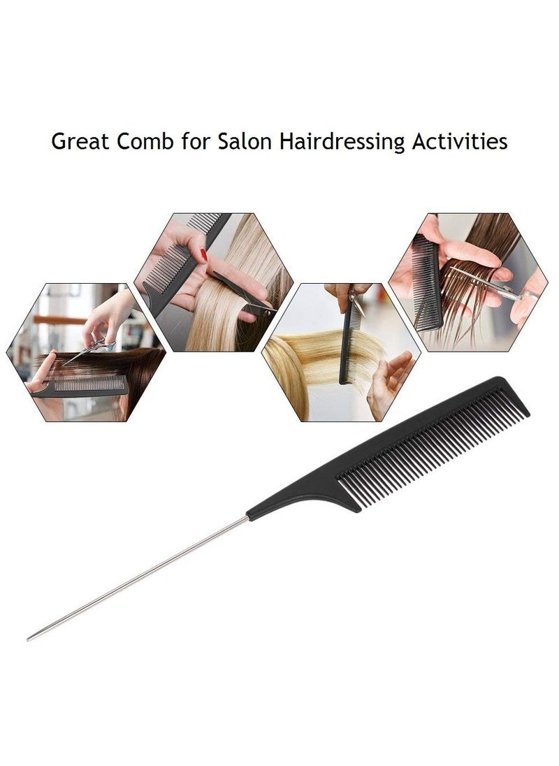 KHAJUL 12PCS Hair Sectioning Clips with 1PCS Professional Anti-Static Metal Tail Hair Comb, Makeup Hairdresser Clipsfor Styling of Women Girls, Hairdressing Salon Tool Set (Black)  - Image 4