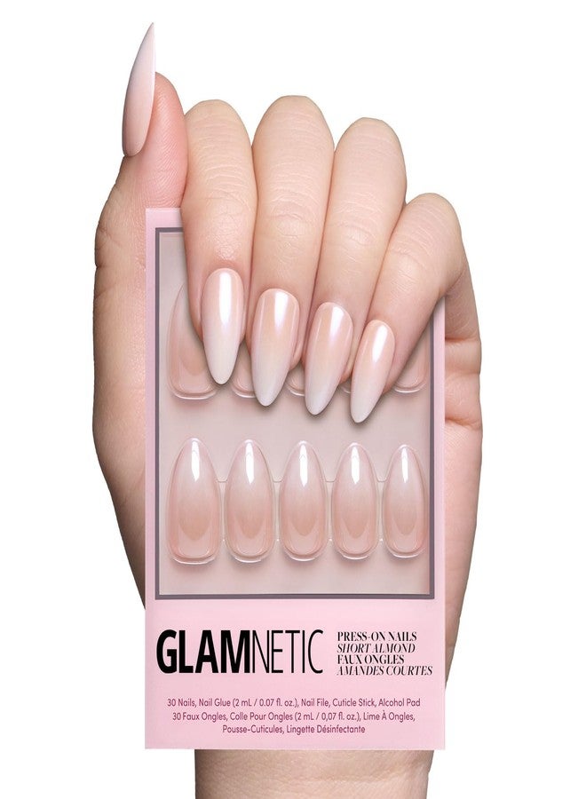 Glamnetic Press On Nails - Fiancéd | Short Almond Fake Nails with a Nude Ombré and Glossy, Glazed Finish, Salon Quality | 15 Sizes - 30 Nail Kit with Glue - Image 1