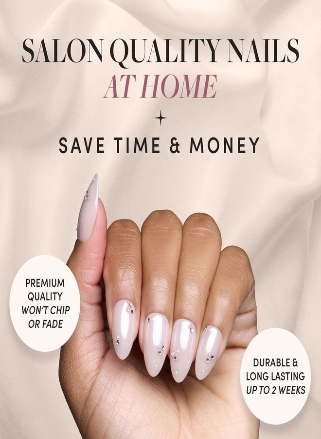 Glamnetic Press On Nails - Fiancéd | Short Almond Fake Nails with a Nude Ombré and Glossy, Glazed Finish, Salon Quality | 15 Sizes - 30 Nail Kit with Glue - Image 2