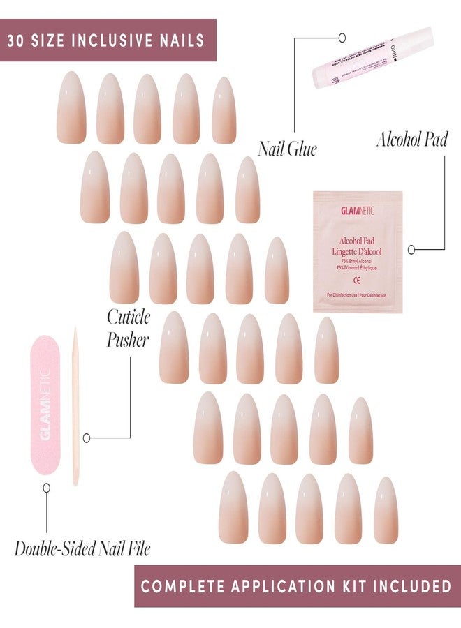 Glamnetic Press On Nails - Fiancéd | Short Almond Fake Nails with a Nude Ombré and Glossy, Glazed Finish, Salon Quality | 15 Sizes - 30 Nail Kit with Glue - Image 4