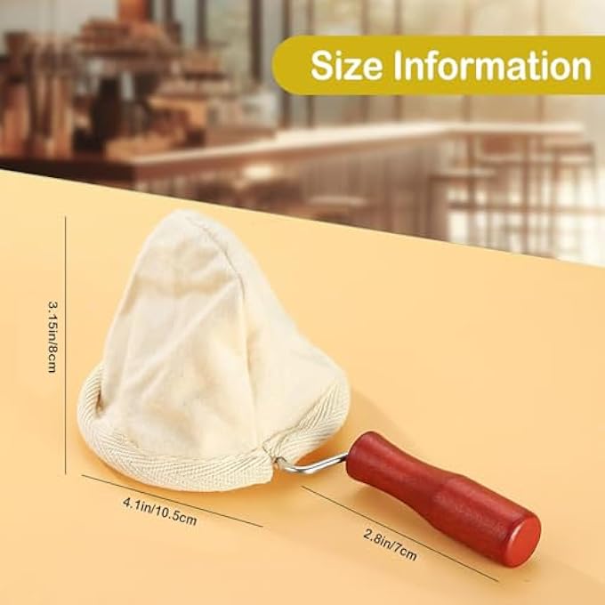 YelaJoy Wooden Handle Reusable Coffee Filter Handmade Flannel Coffee Bag Strainer Ideal For Home And Caf Use - Image 2