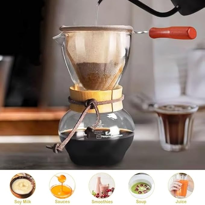 YelaJoy Wooden Handle Reusable Coffee Filter Handmade Flannel Coffee Bag Strainer Ideal For Home And Caf Use - Image 4