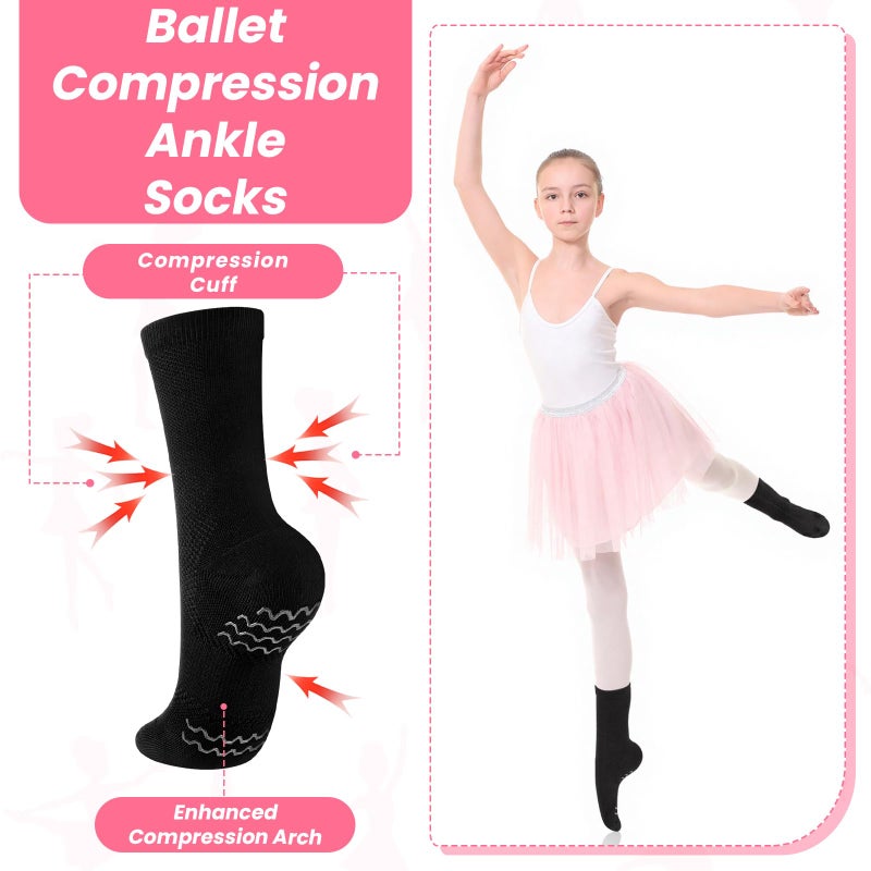 Twistover Dance Non Slip Socks Dancing Socks with Spin Spot Compression Ankle Ballet Dance Stockings for Dancer Women Girls(Black,7-10) - Image 4